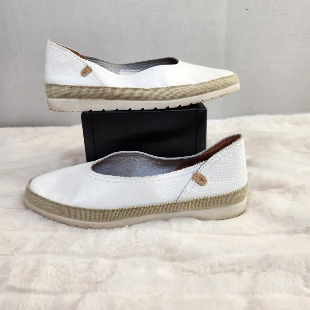 Verbenas‎ Carmen White Leather Espadrille Slip On Flats Spain Size 41 US 10/10.5